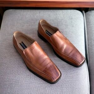 Stacy Adams Men's Hillman Slip-on Leather Loafers Size 12 Cognac Buffalo Brown
